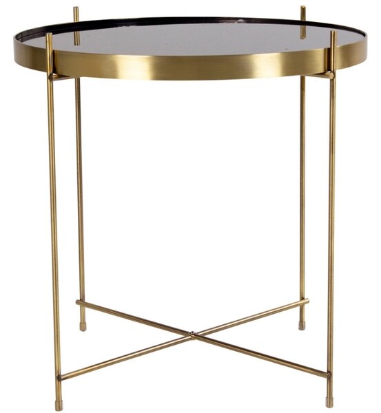 Nordic Living Zlatý kulatý skleněný konferenční stolek Emeli 48 cm