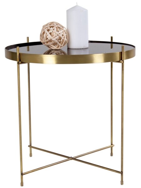 Nordic Living Zlatý kulatý skleněný konferenční stolek Emeli 48 cm