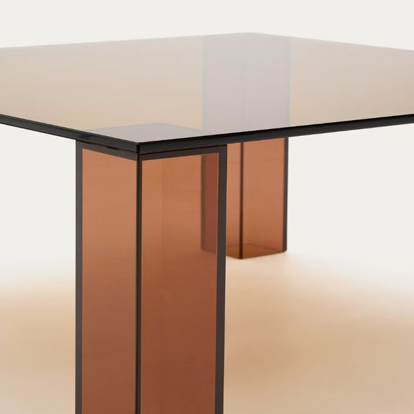 Hnědý skleněný konferenční stolek Kave Home Adularia 85 x 85 cm