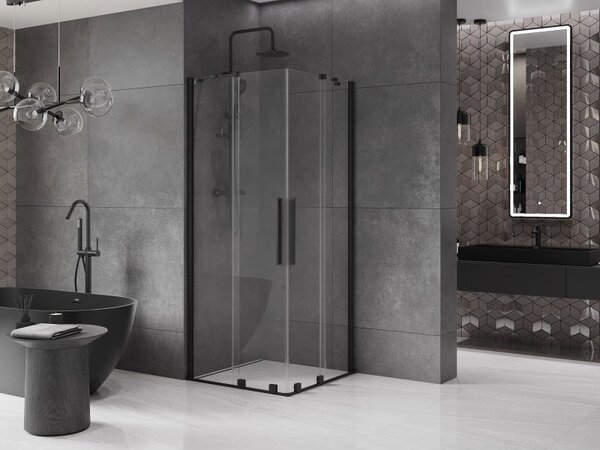 Mexen Velar Duo sprchový kout posuvný 80 x 80 cm, transparentní, černý - 871-080-080-02-70