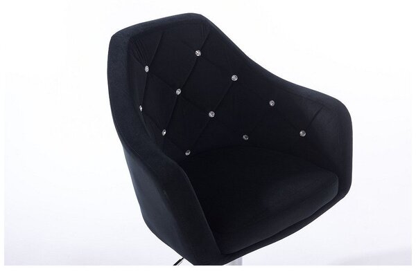 LuxuryForm DESIGN Křeslo ROMA VELUR na stříbrném talíři - černé