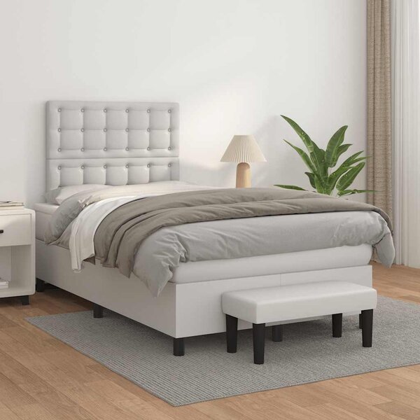 Box spring postel s matrací bílá 120x190 cm umělá kůže 3270452