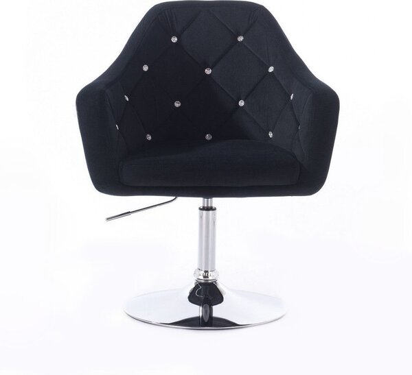 LuxuryForm DESIGN Křeslo ROMA VELUR na stříbrném talíři - černé