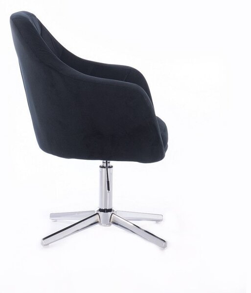 LuxuryForm DESIGN Křeslo ROMA VELUR na stříbrném kříži - černé