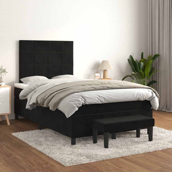 Box spring postel s matrací černá 120 x 190 cm samet 3270471