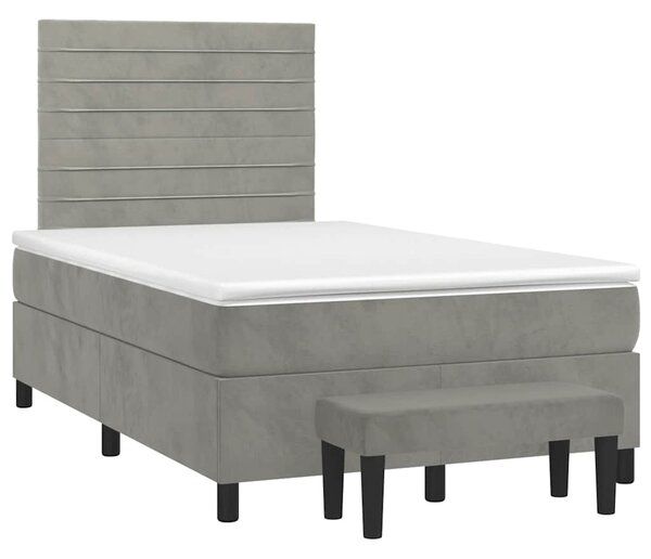 Box spring postel s matrací světle šedá 120x190 cm samet 3270475