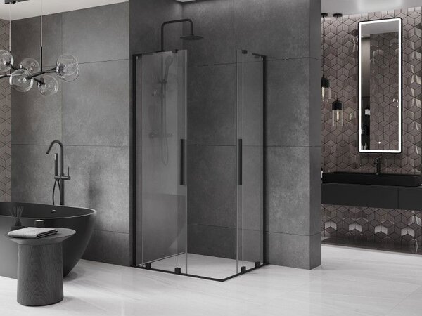 Mexen Velar L Duo posuvná sprchová kabina 90 x 80 cm, transparentní, černá - 871-090-080-02-03-70