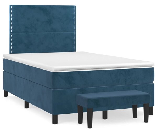 Box spring postel s matrací tmavě modrá 120x190 cm samet 3270467
