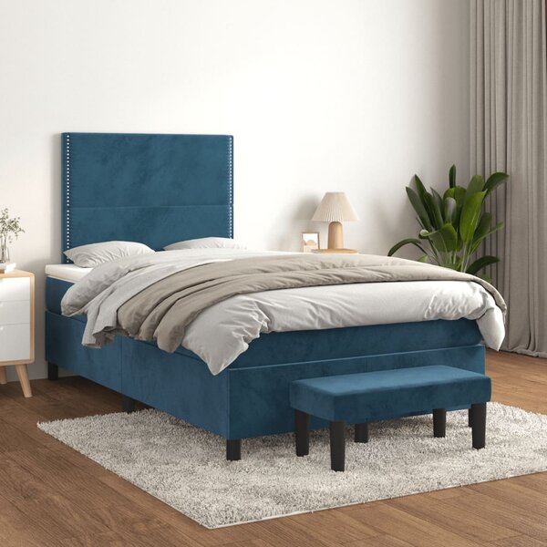 Box spring postel s matrací tmavě modrá 120x190 cm samet 3270467