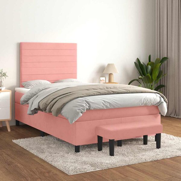 Box spring postel s matrací růžová 120x190 cm samet 3270480