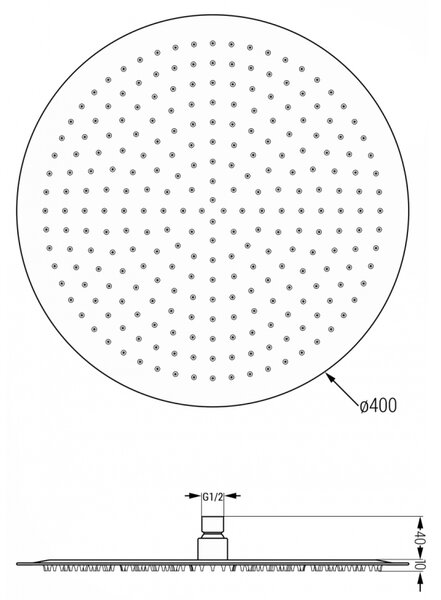 Mexen Slim sprchová hlavice 40 cm, černá - 79240-70