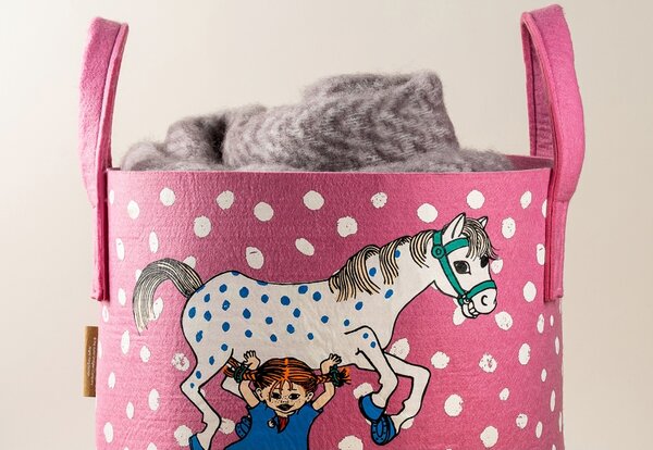 Muurla Úložný koš Pippi and the horse 30l, růžový