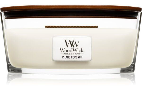 Woodwick Island Coconut vonná svíčka s dřevěným knotem (hearthwick) 453 g