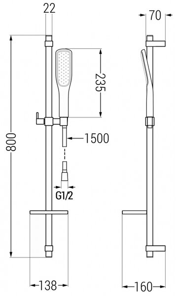 Mexen DQ49 posuvná sprchová souprava, černá - 785494581-75