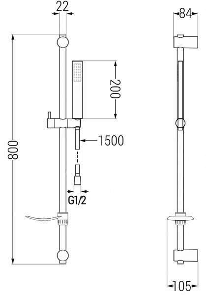 Mexen sprchový set DF00, černá, 785004582-70