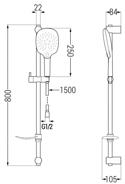 Mexen sprchový set DF22, chrom, 785224582-00