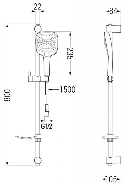 Mexen sprchový set DF17, černá, 785174582-70