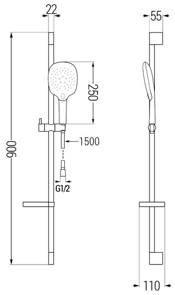 Mexen sprchový set DS22, černá, 785224583-70