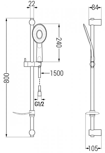 Mexen sprchový set DF73, chrom, 785734582-00