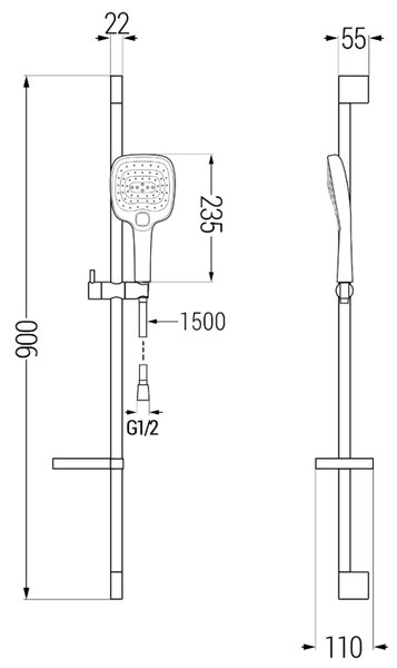 Mexen sprchový set DS17, černá, 785174583-70
