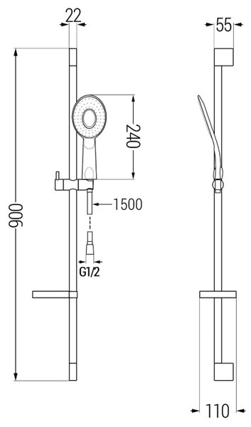 Mexen sprchový set DS73, černý, 785734583-70