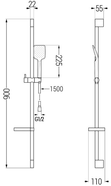 Mexen DS62 sprchová sada posuvná, chrom - 785624583-00