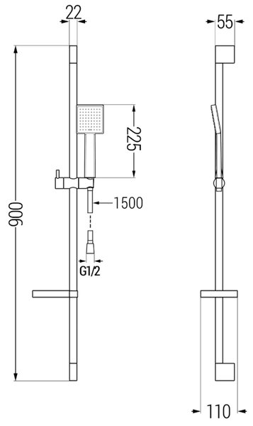 Mexen DS45 sprchový set posuvný, černý - 785454583-70