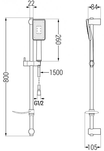 Mexen sprchový set DF54, bílá/chrom, 785544582-21