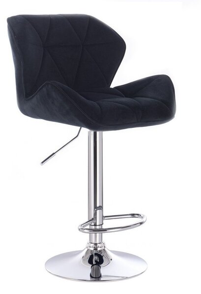 LuxuryForm Barová židle MILANO VELUR na kulaté stříbrné podstavě - černá