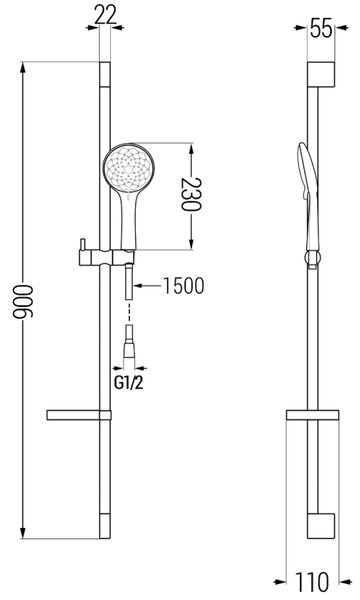 Mexen sprchový set DS74, černá, 785744583-70