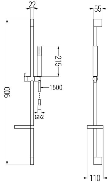 Mexen sprchový set DS77, černá, 785774583-70
