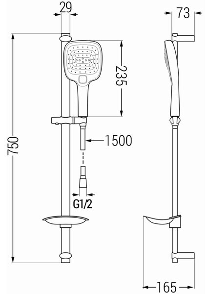 Mexen DB17 sprchový set posuvný, černý - 785174584-70