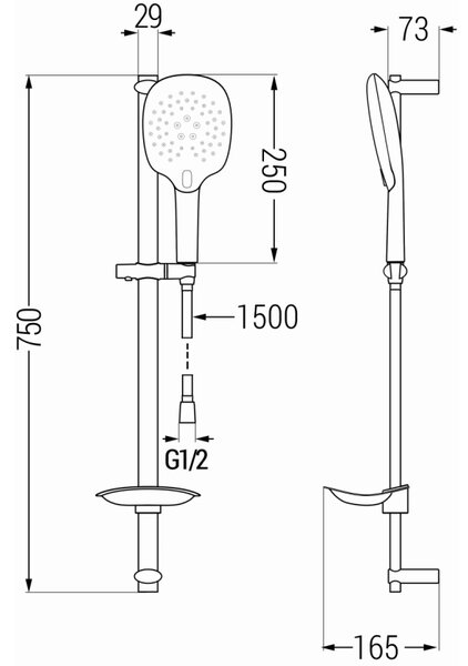 Mexen sprchový set DB22, černá, 785224584-70