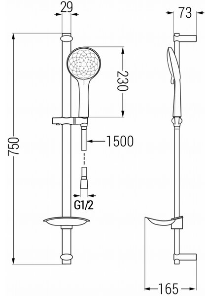 Mexen Sabre DB74 sprchová sada, černá - 72104DB74-70