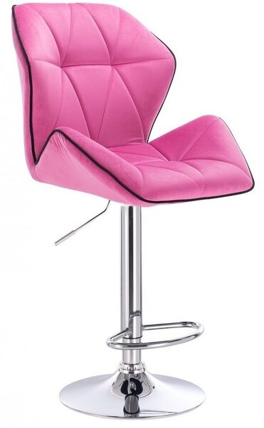 Barová židle MILANO MAX VELUR na stříbrném talíři - růžová