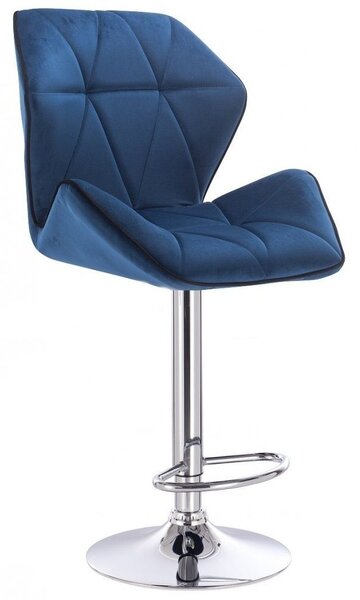 LuxuryForm Barová židle MILANO MAX VELUR na stříbrném talíři - modrá