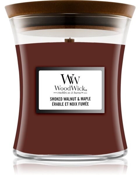 Woodwick Smoked Walnut & Maple vonná svíčka s dřevěným knotem 85 g