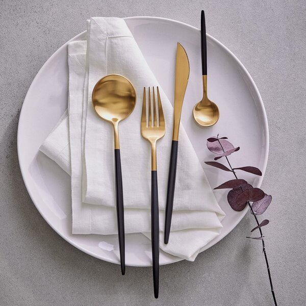STILETTO Příbory matné set 4 ks - zlatá/černá