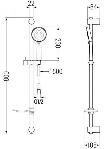 Mexen Kama DF75 koupelnová souprava, chrom - 72503DF75-00