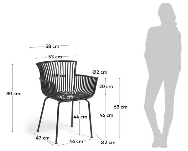 Kave Home Černá plastová zahradní židle Surpika