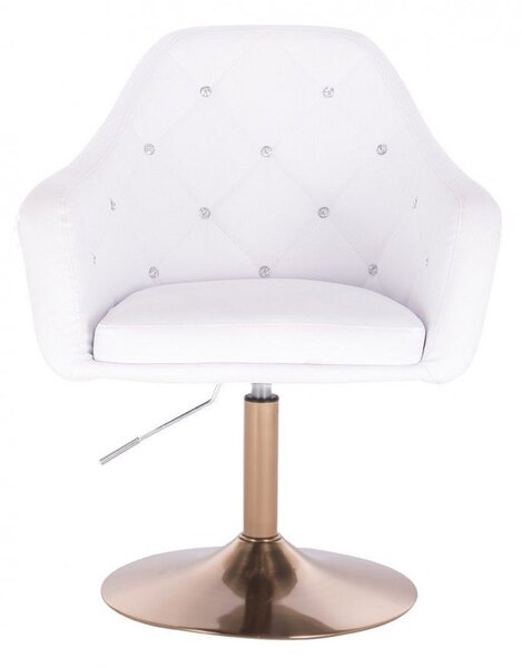 LuxuryForm DESIGN Křeslo ROMA na zlatém talíři - bílé