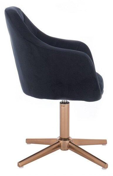 LuxuryForm DESIGN Křeslo ROMA VELUR na zlatém kříži - černé