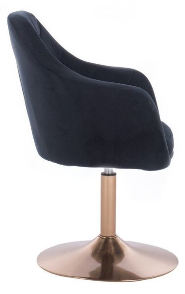 LuxuryForm DESIGN Křeslo ROMA VELUR na zlatém talíři - černé