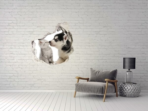 Díra 3D fototapeta nálepka Přátelství se zvířaty nd-p-73561386