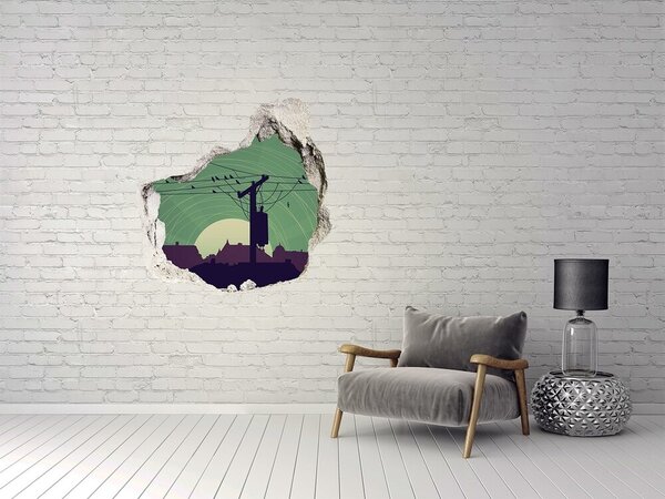 Díra 3D fototapeta nálepka Ptáci město nd-p-73778938