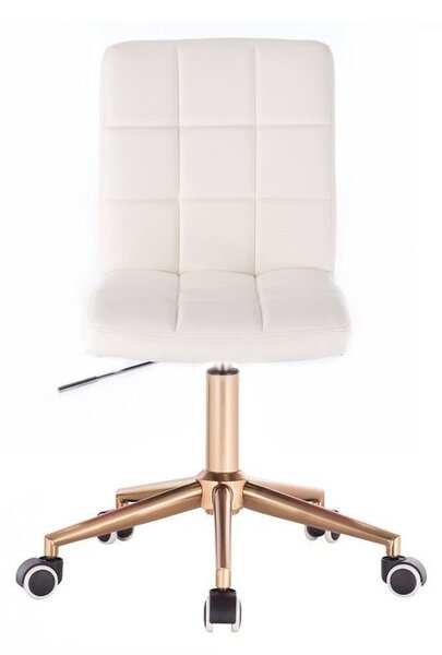 LuxuryForm DESIGN Židle TOLEDO na zlaté podstavě s kolečky - bílá