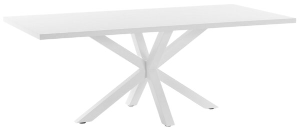 Bílý jídelní stůl Kave Home Argo 200 x 100 cm s bílou kovovou podnoží