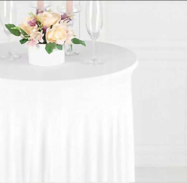 Ubrus kulatý MEBLE ODNOWA bílý polyester 80 cm