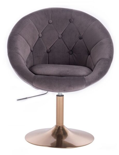 LuxuryForm DESIGN Křeslo VERA VELUR na zlatém talíři - tmavě šedé