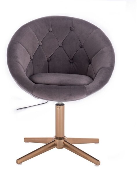 LuxuryForm DESIGN Křeslo VERA VELUR na zlatém kříži - tmavě šedé
